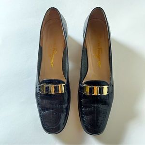 Vintage Salvatore Ferragamo Block Heel Size 9 Slim